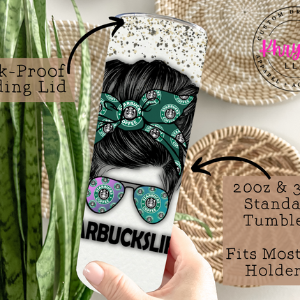 Coffee Theme Custom 20oz Tumbler with Straw