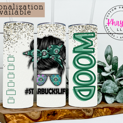 Coffee Theme Custom 20oz Tumbler with Straw