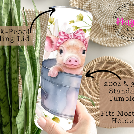 Piglet Paradise 20oz Tumbler with Straw