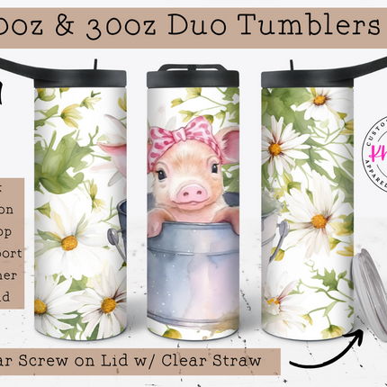 Piglet Paradise 20oz Tumbler with Straw