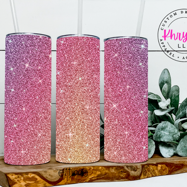 Pink Ombre Personalized 20oz Tumbler with Straw