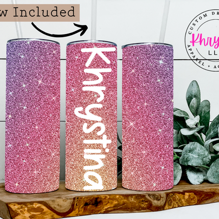 Pink Ombre Personalized 20oz Tumbler with Straw