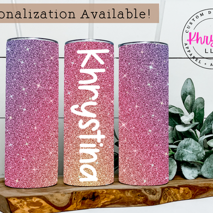 Pink Ombre Personalized 20oz Tumbler with Straw