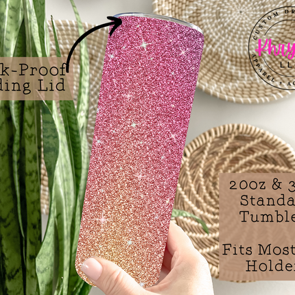 Pink Ombre Personalized 20oz Tumbler with Straw
