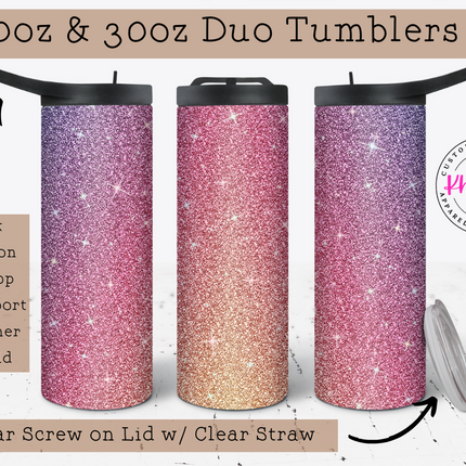 Pink Ombre Personalized 20oz Tumbler with Straw