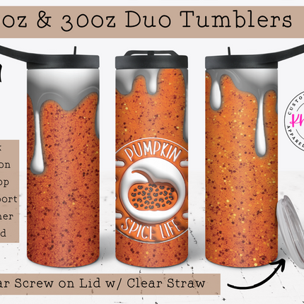 Autumn Bliss 20oz Pumpkin Spice Tumbler with Straw