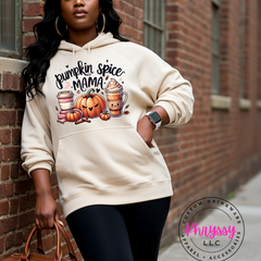 Pumpkin spice mama hoodie with cute pumpkin and coffee graphics for fall