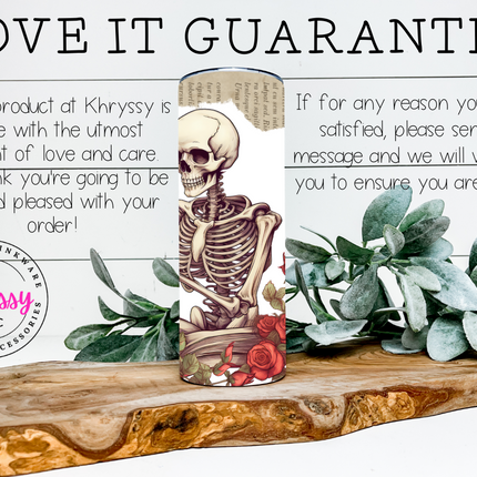 Roses & Pages Skeleton Reading 20oz Tumbler with Straw