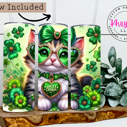 St. Patrick's Day Purr-fect Celebration 20oz Tumbler with Straw