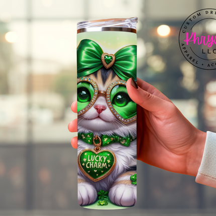St. Patrick's Day Purr-fect Celebration 20oz Tumbler with Straw