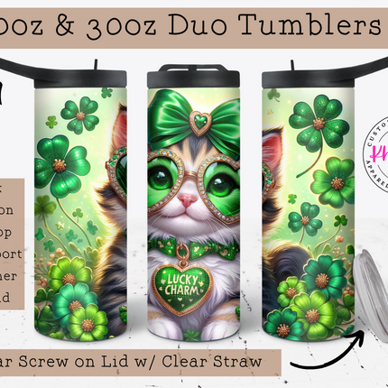 St. Patrick's Day Purr-fect Celebration 20oz Tumbler with Straw