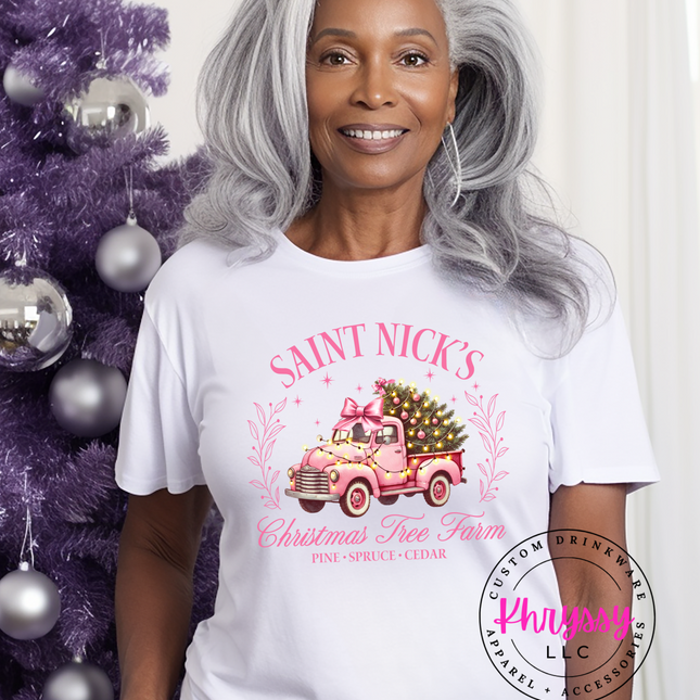 Saint Nick's Christmas Tree Farm T-Shirt | Festive Holiday Tee | Unisex Christmas Apparel