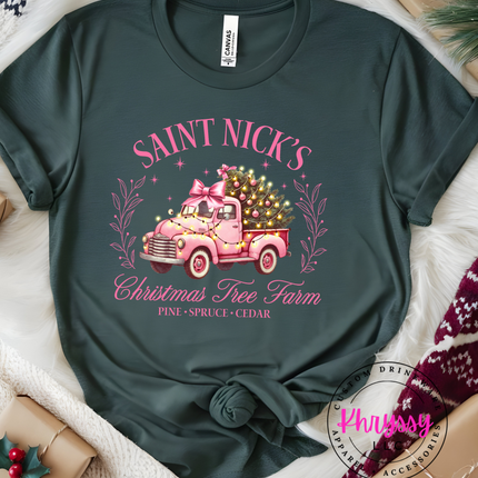 Saint Nick's Christmas Tree Farm T-Shirt | Festive Holiday Tee | Unisex Christmas Apparel