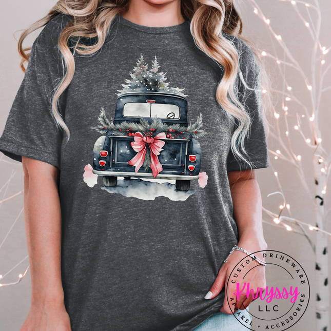 Watercolor Christmas Truck Unisex Shirt