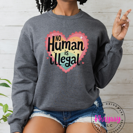 No Human Is Illegal Heart T-Shirt Protest Shirt Social Justice T-Shirt Unisex Tee