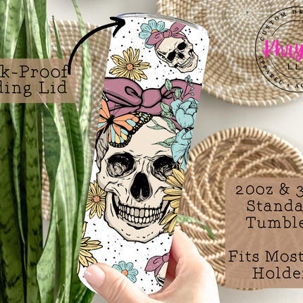 Skull and Butterfly 20oz Tumbler with Straw