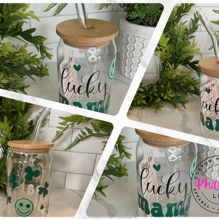 Lucky Mama Charm: 16oz Glass Libbey Cup