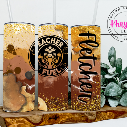 Teacher Fuel Custom 20oz Tumbler with Straw