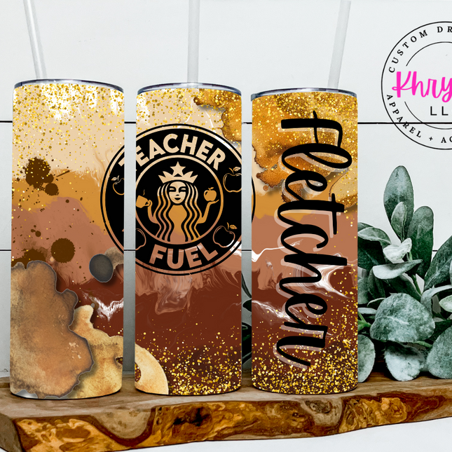 Teacher Fuel Custom 20oz Tumbler with Straw