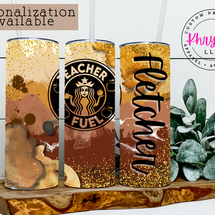 Teacher Fuel Custom 20oz Tumbler with Straw