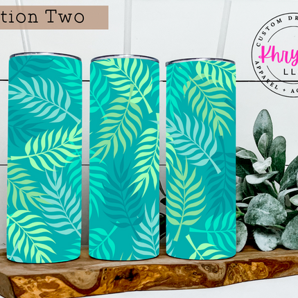 Tropical Leaves 20oz Summer Tumbler with Straw