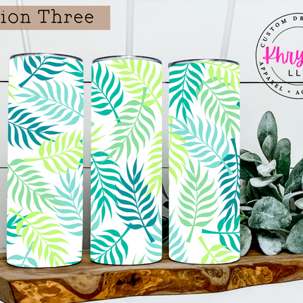 Tropical Leaves 20oz Summer Tumbler with Straw