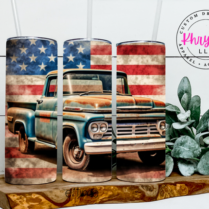 Vintage Truck 20oz Tumbler with Straw