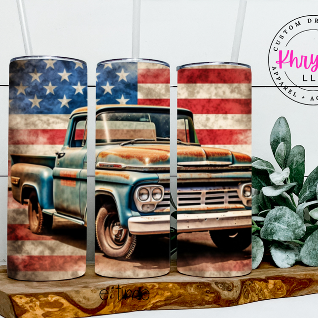 Vintage Truck 20oz Tumbler with Straw