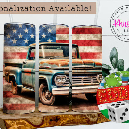 Vintage Truck 20oz Tumbler with Straw