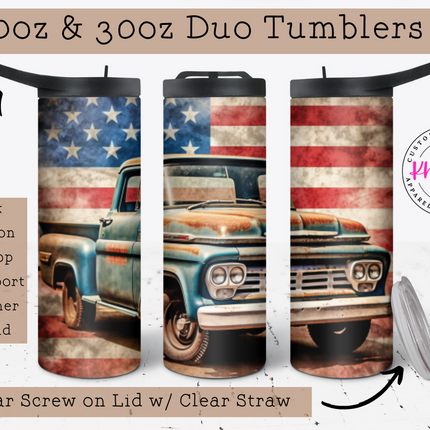 Vintage Truck 20oz Tumbler with Straw