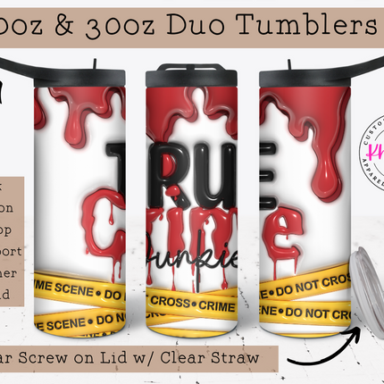 True Crime 20oz Bubble Tumbler with Straw