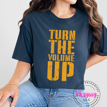 Turn The Volume Up Sweatshirt | Motivational Graphic Crewneck | Unisex Fitness Apparel | Inspirational Streetwear | Black White Music Lover Top