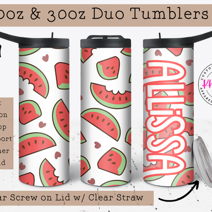 Watermelon Lover 20oz Tumbler with Straw