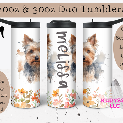 I Love My Yorkie Personalized 20/30oz Tumbler with Straw