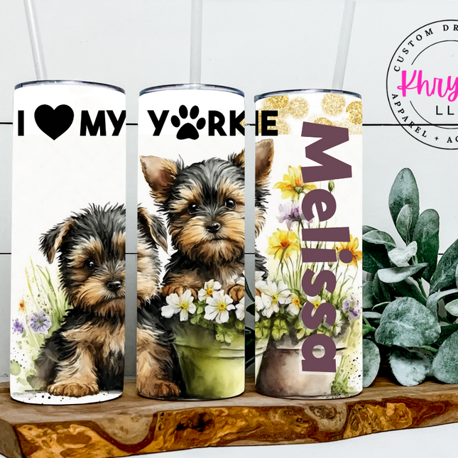 Yorkie and Friend 20/30oz Personalized Tumbler with Straw