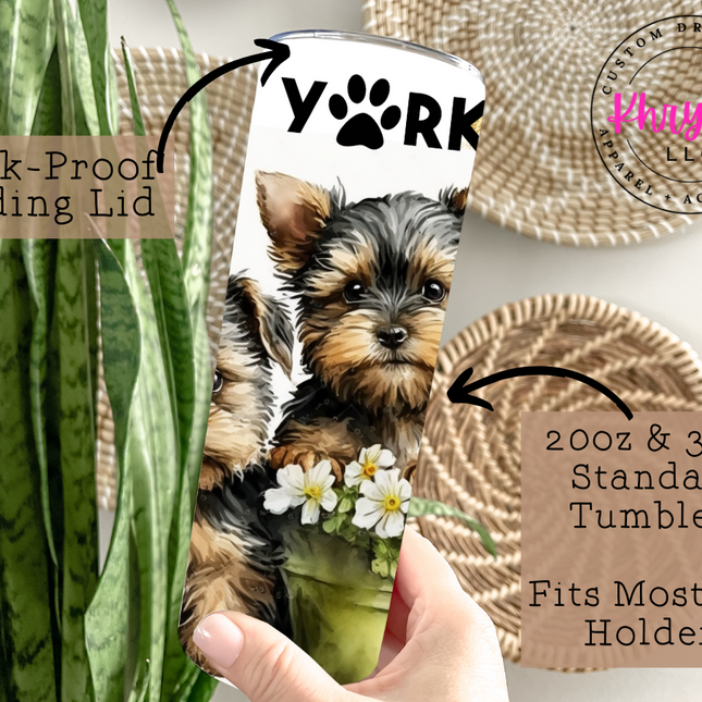 Yorkie and Friend 20/30oz Personalized Tumbler with Straw