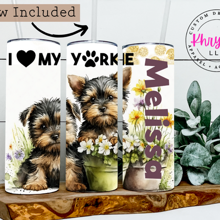 Yorkie and Friend 20/30oz Personalized Tumbler with Straw