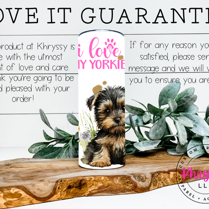 Yorkie and Friend 20/30oz PINK Personalized Tumbler with Straw