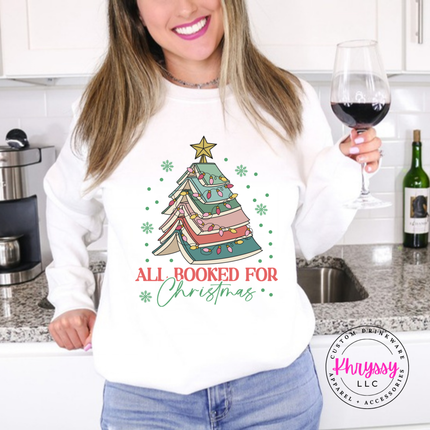 Flat lay of the book tree crewneck sweatshirt in White.