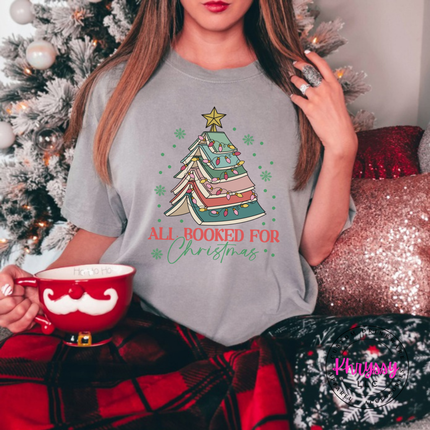 Flat lay of the book tree tee in Gray.