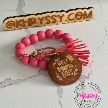 Wife Mama Boss Keychain Wristlet