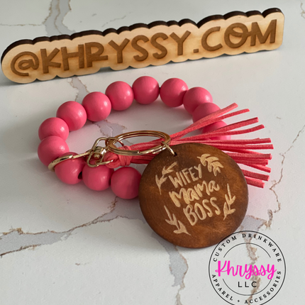 Wife Mama Boss Keychain Wristlet