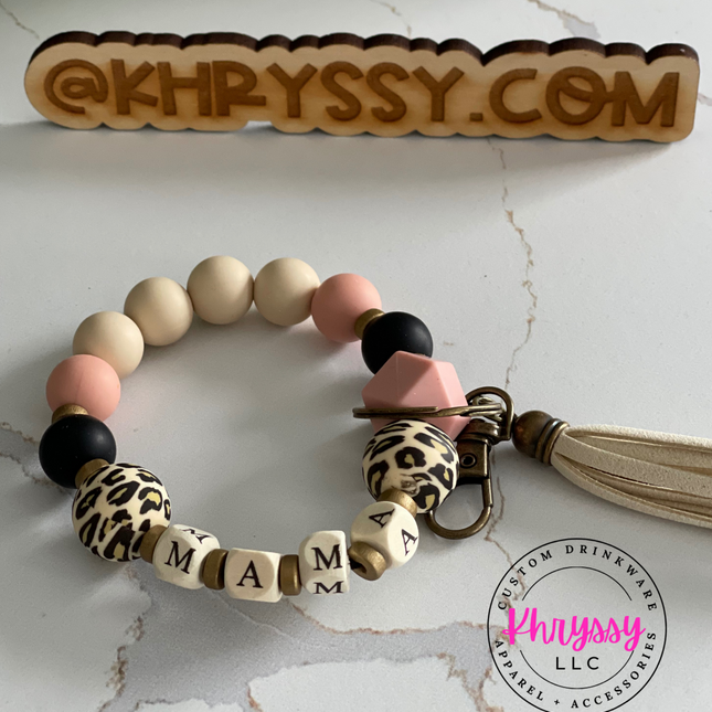 Mama Beaded Wristelet Keychain