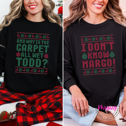 Black long sleeve tee featuring ugly sweater style Todd quote lettering.