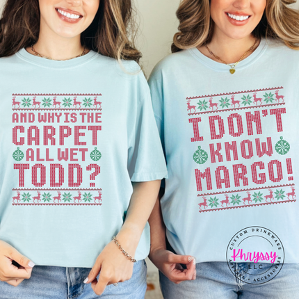 Model wearing the Carpet All Wet Todd tee in Chambray.