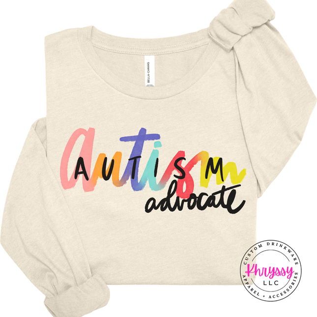 Colorful advocacy graphic tee in Heather Natural, soft and breathable.