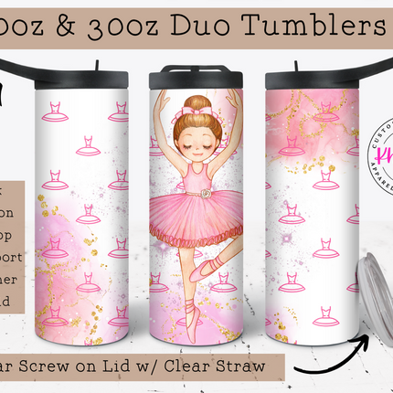 Ballerina 120z or 20oz Tumbler with Straw