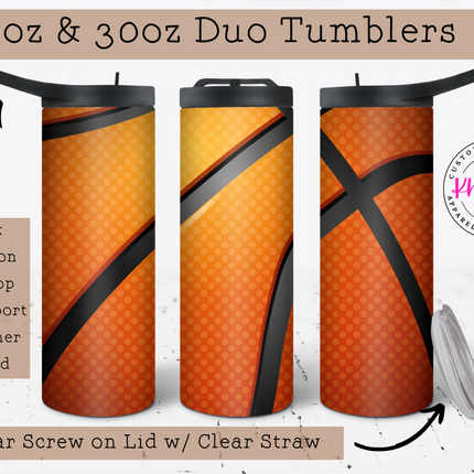 Swish & Sip Personalized Basketball 20oz Tumbler with Straw