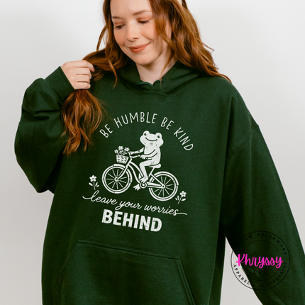 Flat lay of a pullover hoodie featuring a cheerful, notebook-paper-inspired scripture design.