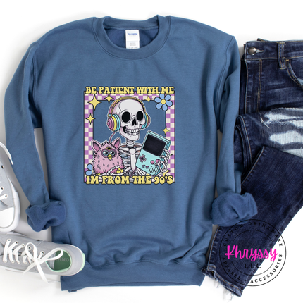 Substantial nostalgia graphic crewneck with colorful 90s skeleton illustration